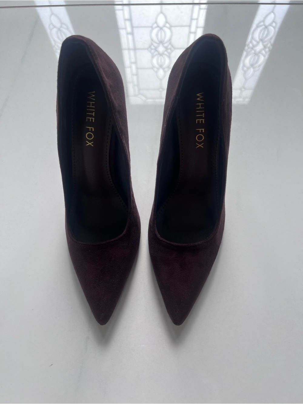 White Fox Alara Heels Chocolate Faux Suede NEVER WORN Size 6 - Picture 6 of 8